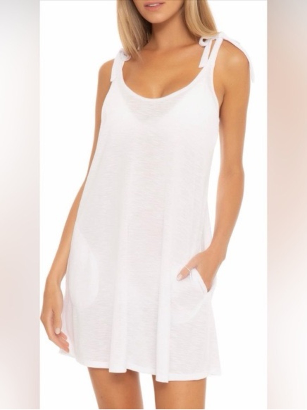 Becca Breezy Basics Tie Shoulder Dress in White